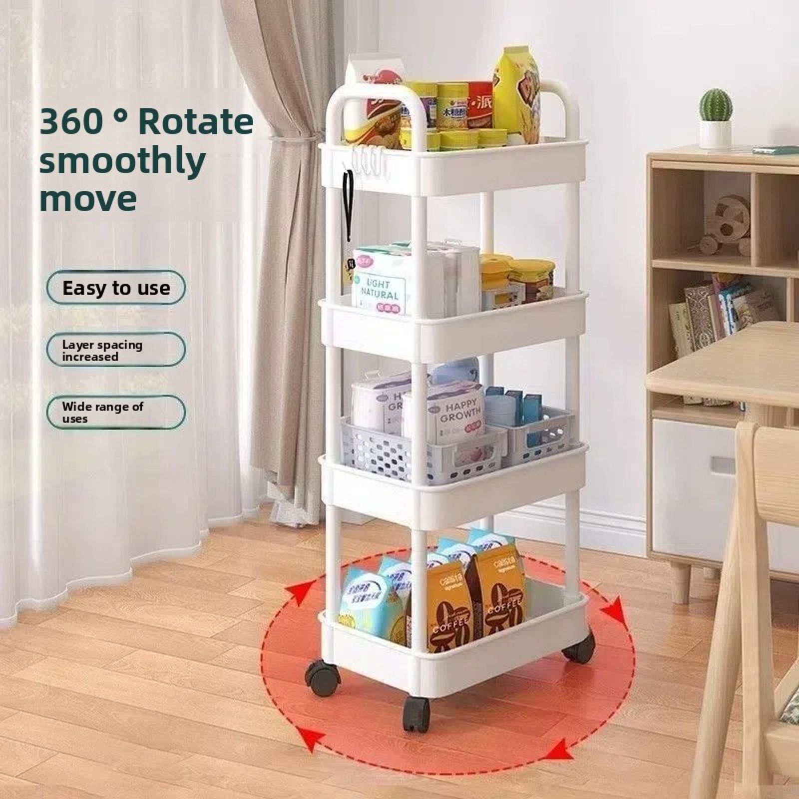 Mobile Multi-functional Kitchen Storage Shelf Trolley
