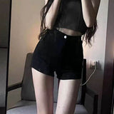 Black Women's High-Waisted Casual Tights Shorts
