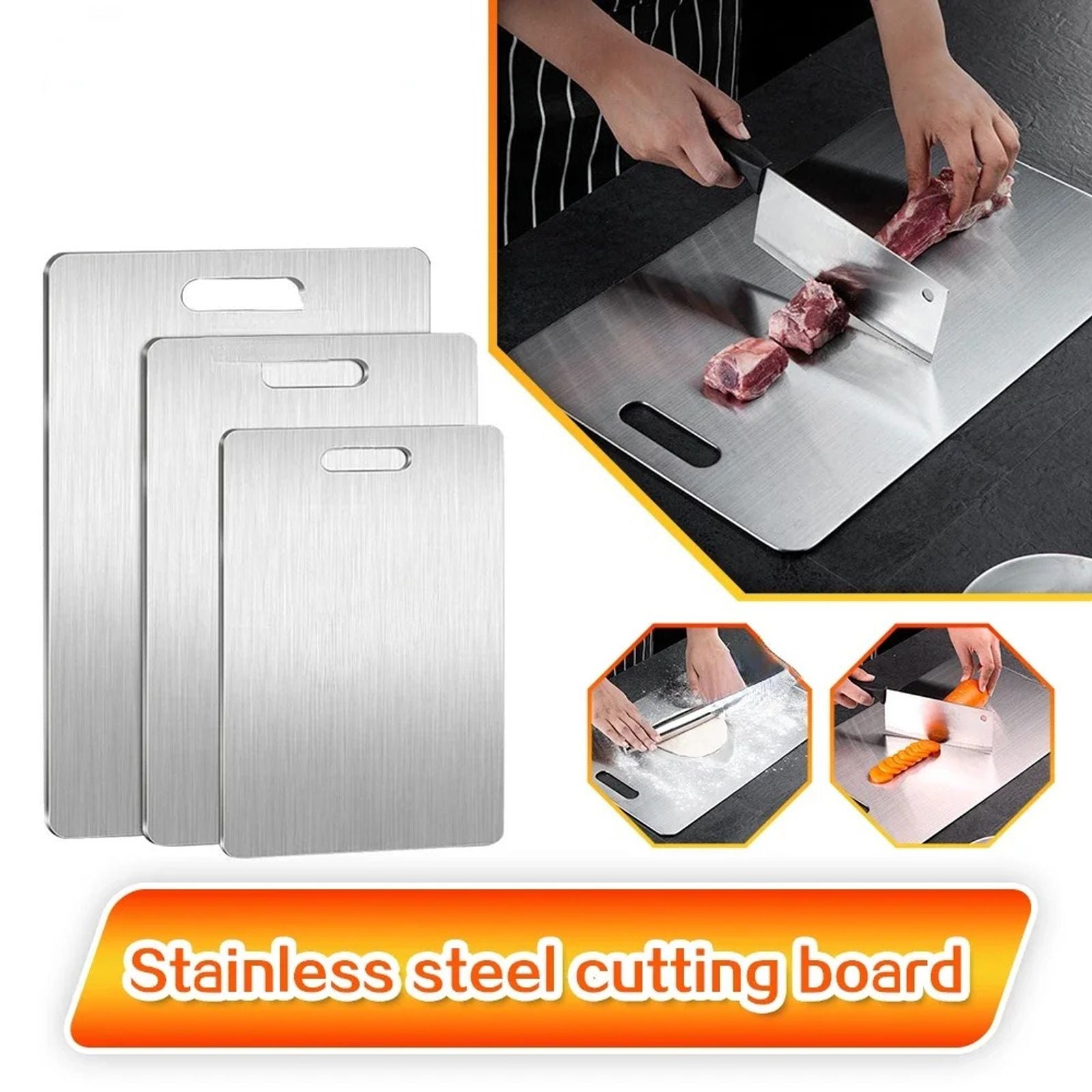 Thickened Double Sided Stainless Steel Chopping Board