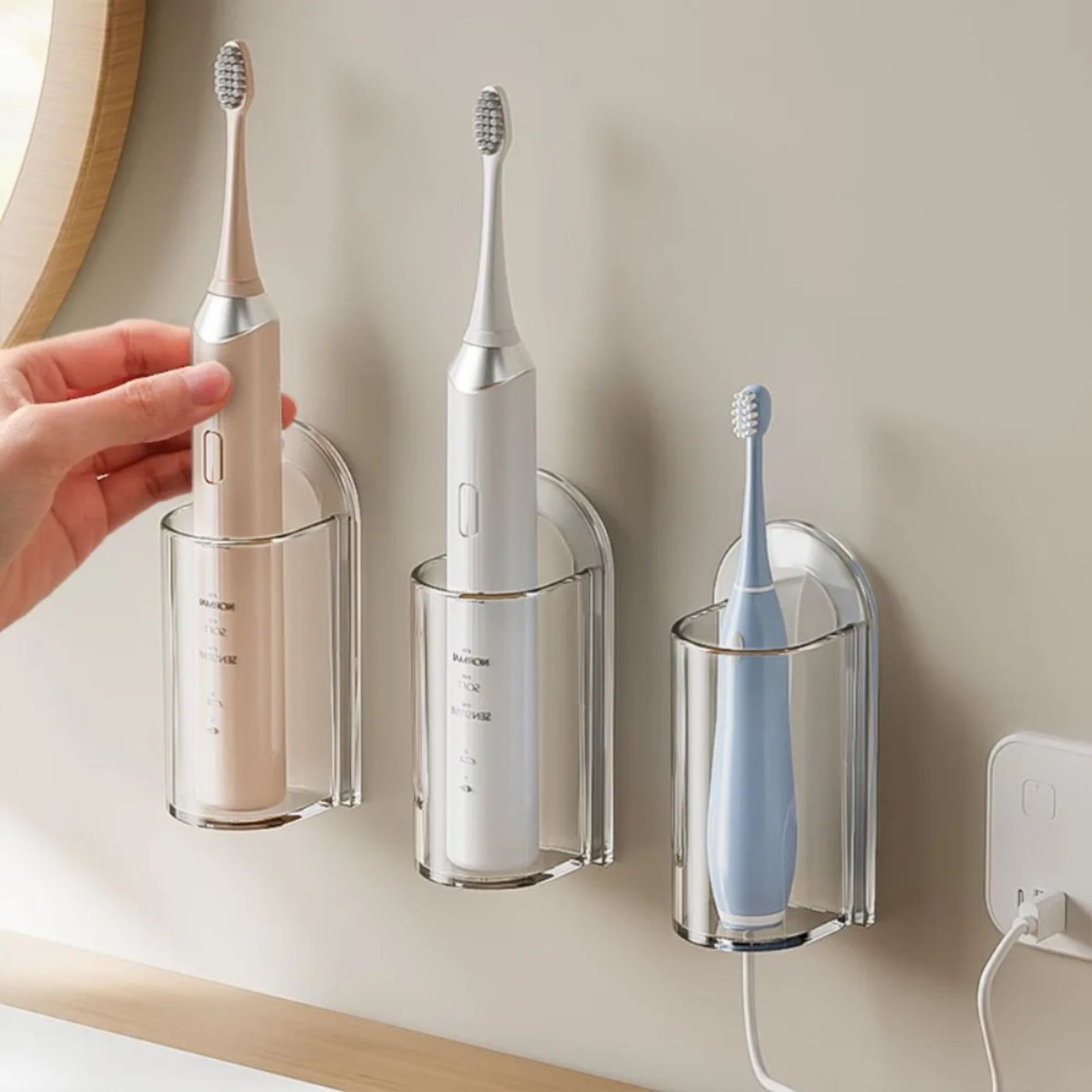 Wall Mounted Electric Toothbrush Holder with Drain Hole
