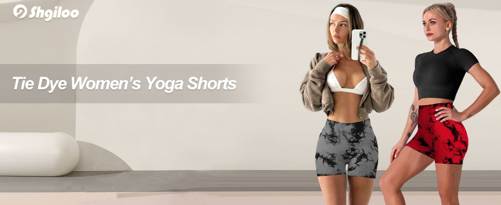 2pcs Women's High-Waist Tie-Dye Yoga Shorts