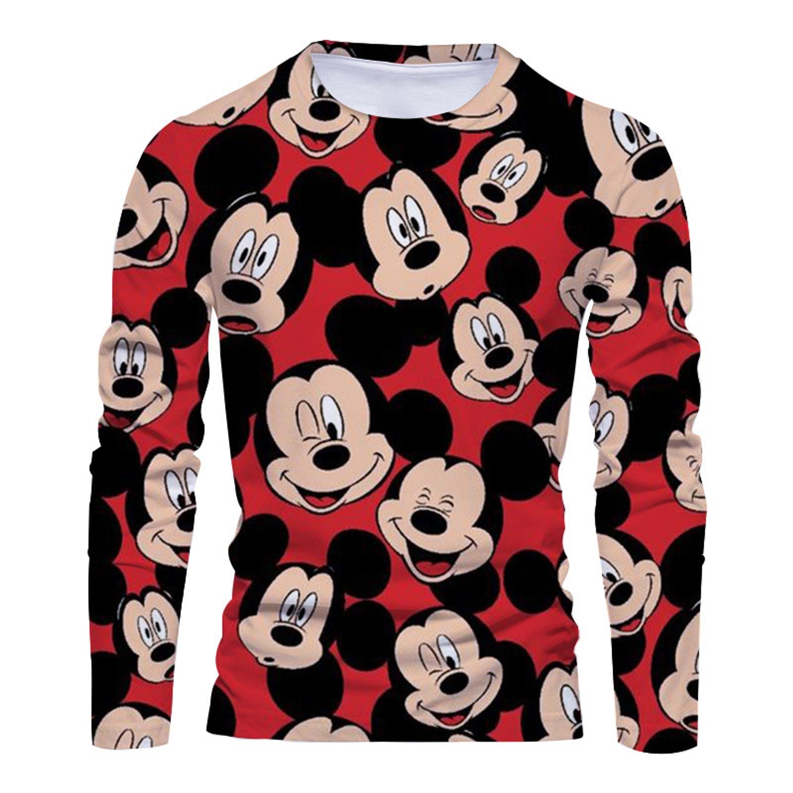 Men's Disney Stitch & Mickey Anime Fashion Long Sleeve T-Shirt