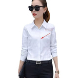 Women's Slim Fit Long Sleeve Korean Style Work Shirt