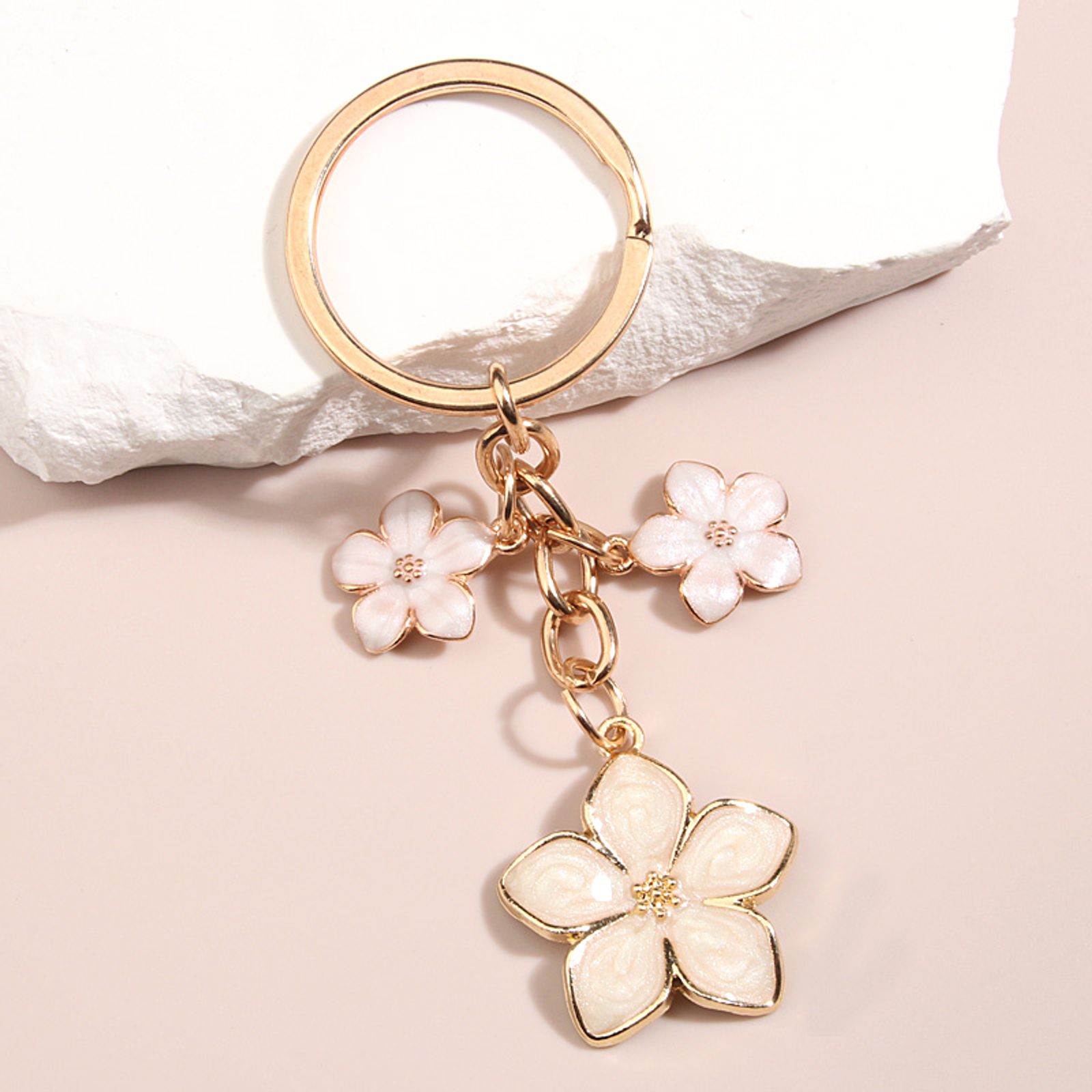 Cute Sakura Flower Keychain - Enamel Key Ring for Women