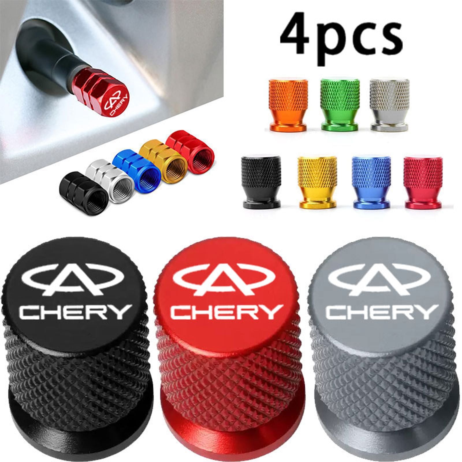 4PCS Colorful Tire Valve Caps for CHERY Vehicles