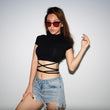 Women’s Black Short Sleeve Crop Top