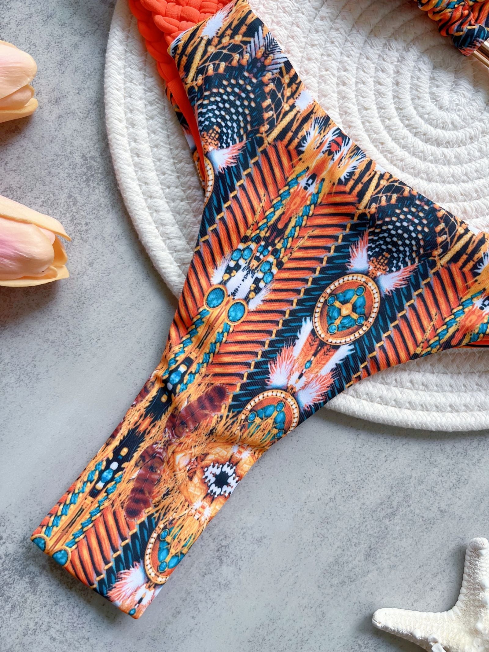 Print Halter Mini Thong High Cut Bikini Set