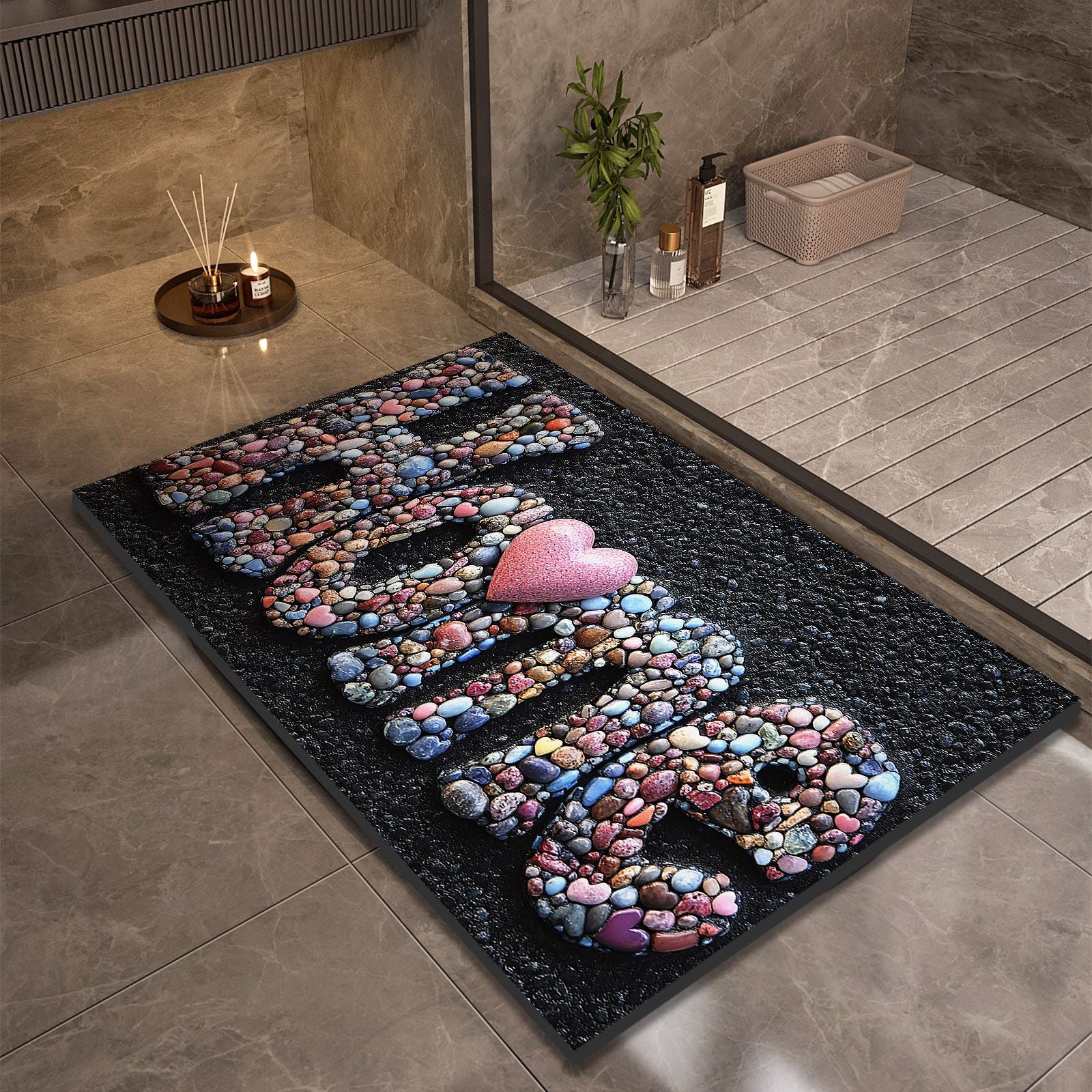 Stone Design Diatomite Bath Mat - Non-Slip & Quick Dry