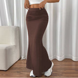 Women’s Solid Slim Fishtail Skirt - Elegant & Casual Dress