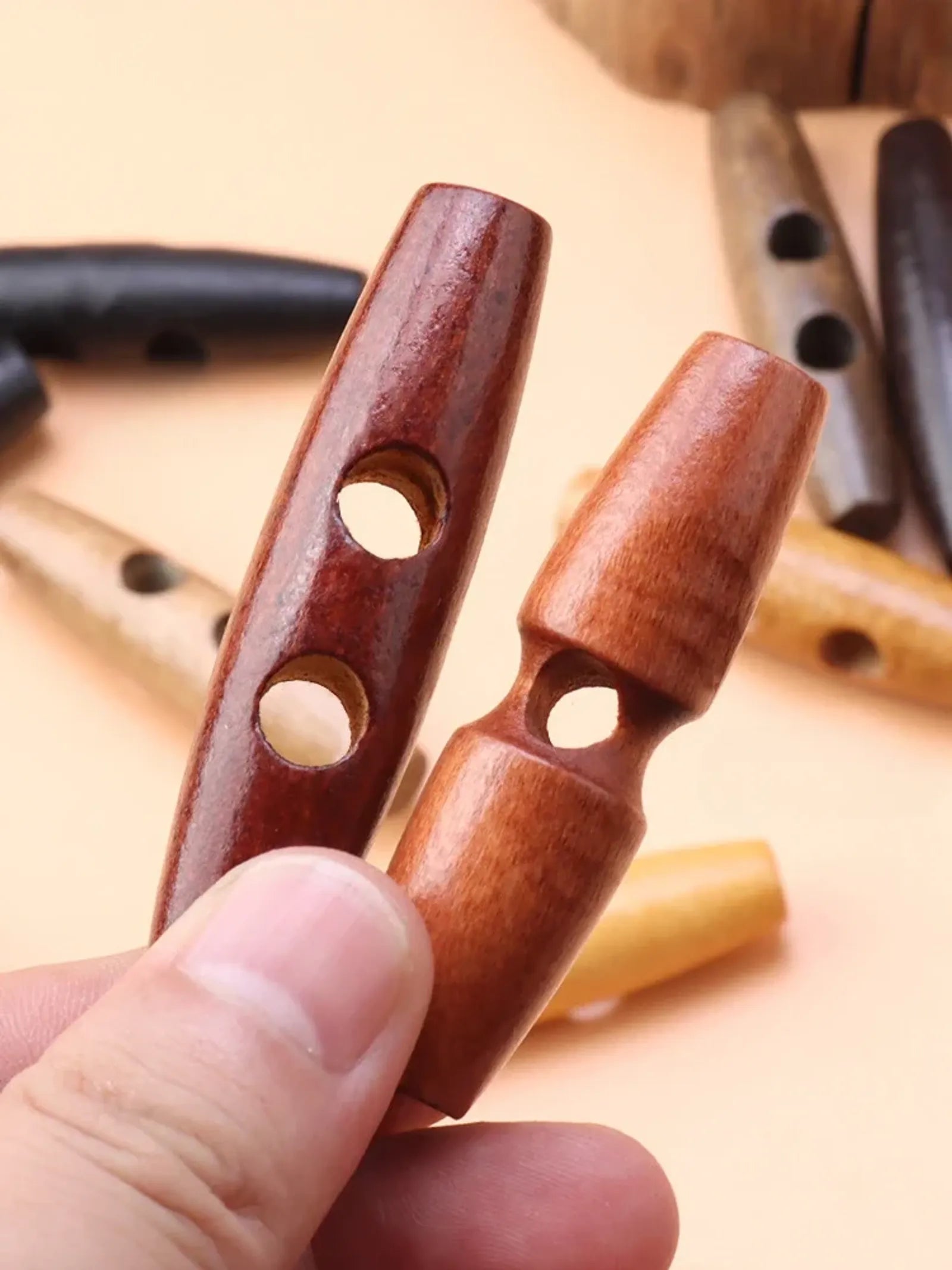 10PCS Wooden Horn Buckles for Women's Wind Coat Sewing