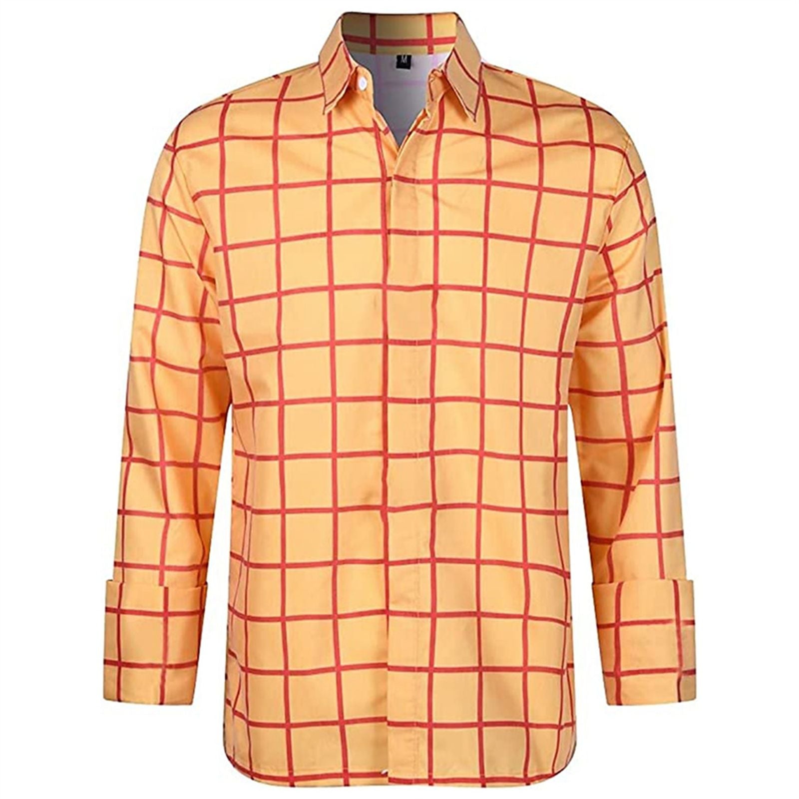 Men's Casual Long Sleeve Plaid Shirt - 3D Printed Unisex Top