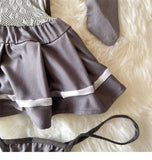 Gray Sexy Hollow Mesh Halter Mini Dress with Stockings