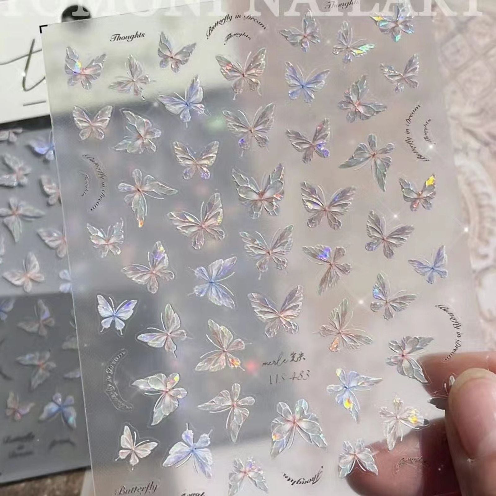 Polarized Three-Dimensional Relief Butterfly Nail Sticker