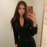 Women's Long Sleeve Zipper Bodysuit - Y2K Streetwear
