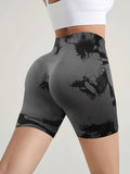 2pcs Women's High-Waist Tie-Dye Yoga Shorts