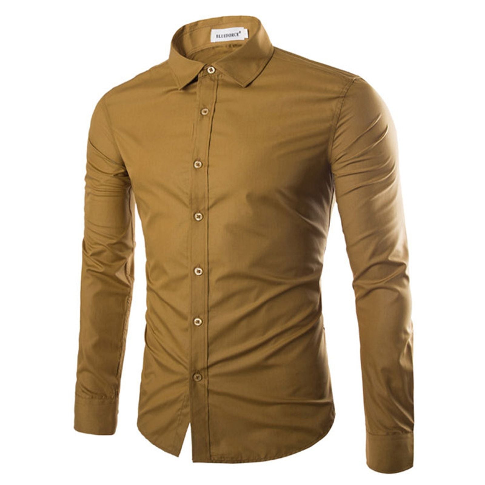 14 Colors Solid Color Men's Fashionable Long Sleeve Shirt