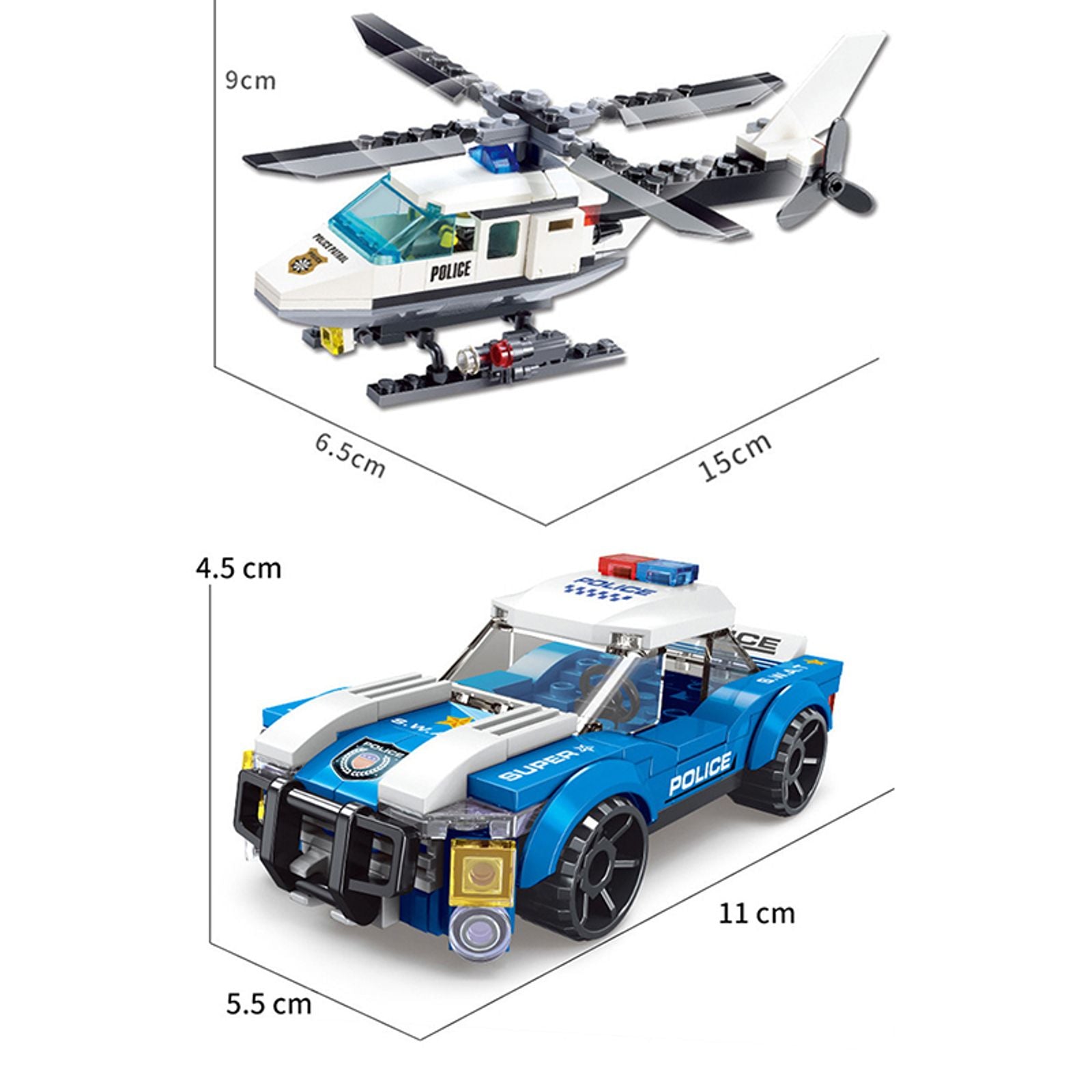 City Police Helicopter Building Blocks Educational Toy