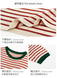 Women's Summer Stripe Knitted Round Collar T-Shirt