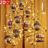 10 Pcs Christmas Wooden Hot Air Balloon and Santa Decoration