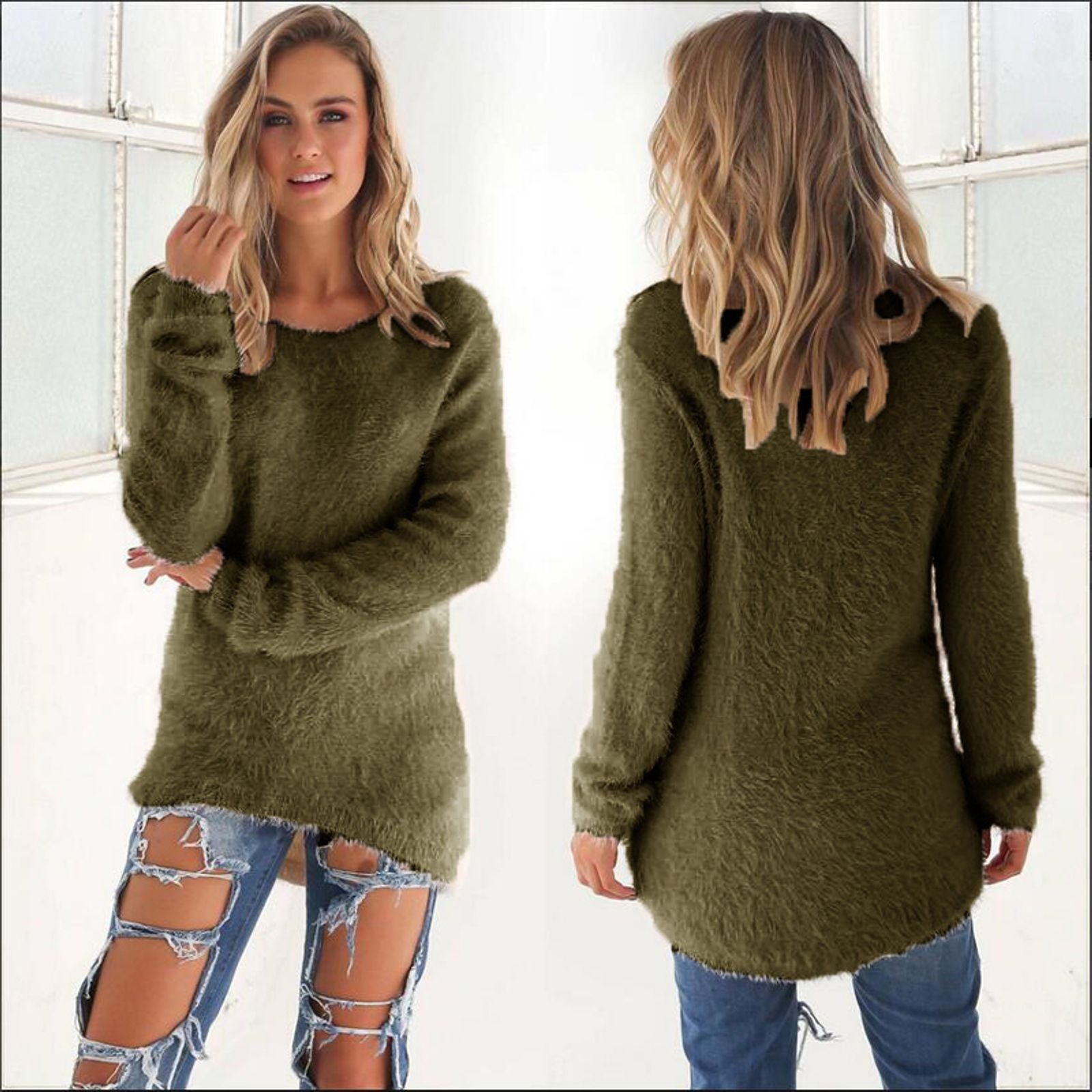 Plus Size Women's Warm Knitted Pullover Sweater