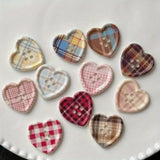 Cute Plaid Heart Shaped Button for DIY Sewing Projects