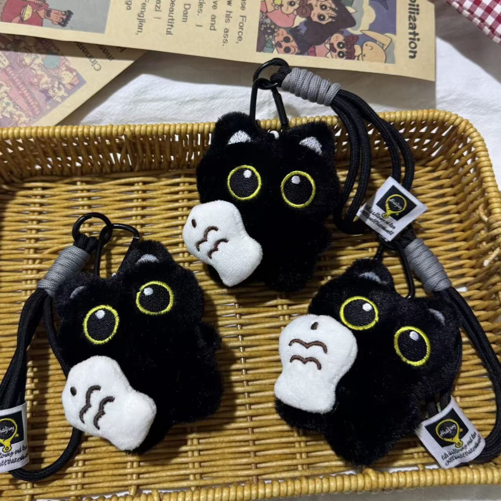 Funny Plush Black Cat Doll Keychain Pendant