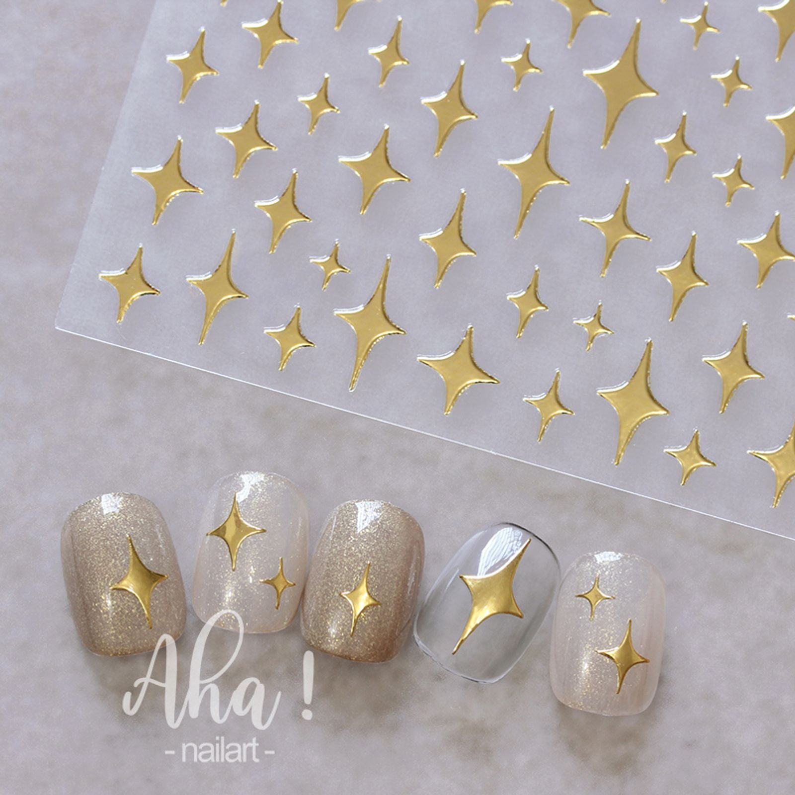 3D Crescent Moon Nail Stickers - White, Black, Gold, Silver