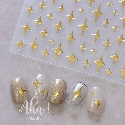 3D Crescent Moon Nail Stickers - White, Black, Gold, Silver
