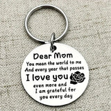 Stainless Steel 'Dear Mom I Love You' Keychain