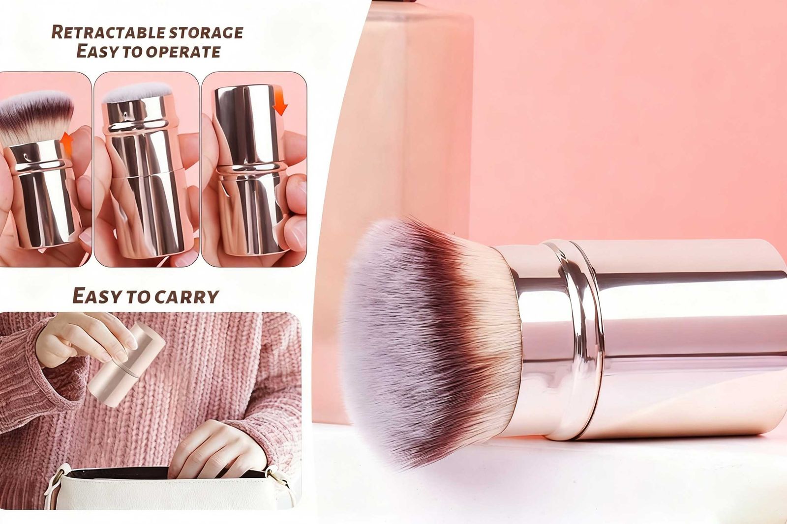 3 PCS Double-Ended Kabuki Brush Set for Makeup Blending