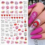 6PCS 3D Valentine’s Day Nail Art Stickers - Cute Cartoon Designs