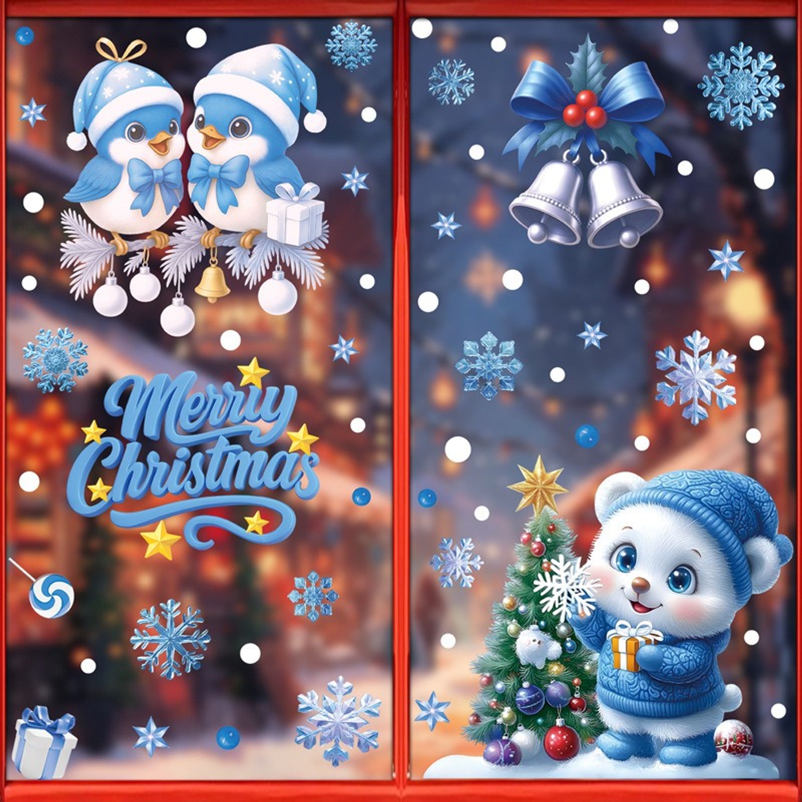 Christmas Window Stickers - Snowman, Santa, Snowflake & Elk