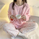 Thick Warm Women's Fleece Pajamas Set