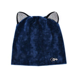 Women's Warm Velvet Cat Beanie with Flashing Rhinestones