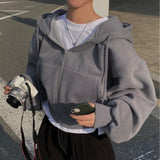 Women's Casual Zip-Up Hooded Sweatshirt - Autumn Winter