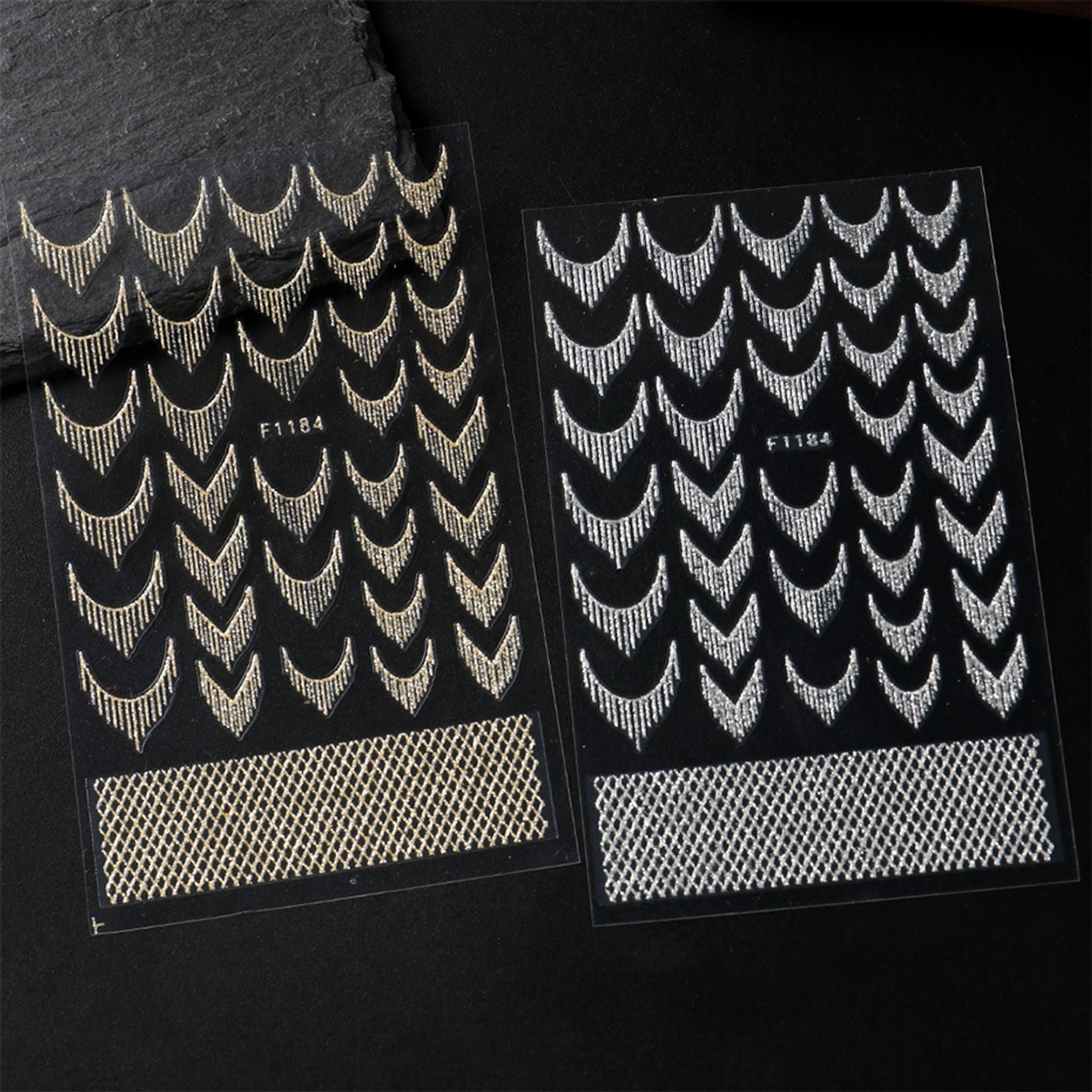 2pcs Reflective Glitter French Nail Art Stickers