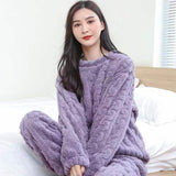 Autumn Women’s Warm Velvet Ribbed Fleece Two-Piece Set