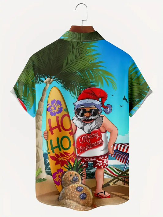 Santa Claus Surfing Hawaiian Shirt - Unisex Christmas Top