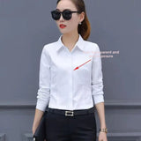 Women's Slim Fit Long Sleeve Korean Style Work Shirt