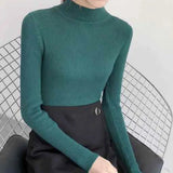 Autumn Winter Mock Neck Women's Vintage Knitted Sweater