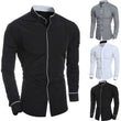 Men's Long-Sleeve Solid Color Slim Fit Button-Down Shirt