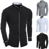 Men's Long-Sleeve Solid Color Slim Fit Button-Down Shirt