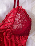 Romantic Red Lace Lingerie Set for Women