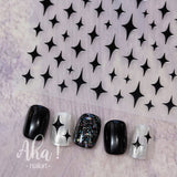 3D Crescent Moon Nail Stickers - White, Black, Gold, Silver