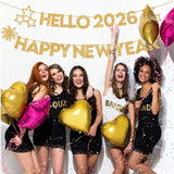 Glitter Happy New Year Gold Banner for 2026 Celebrations