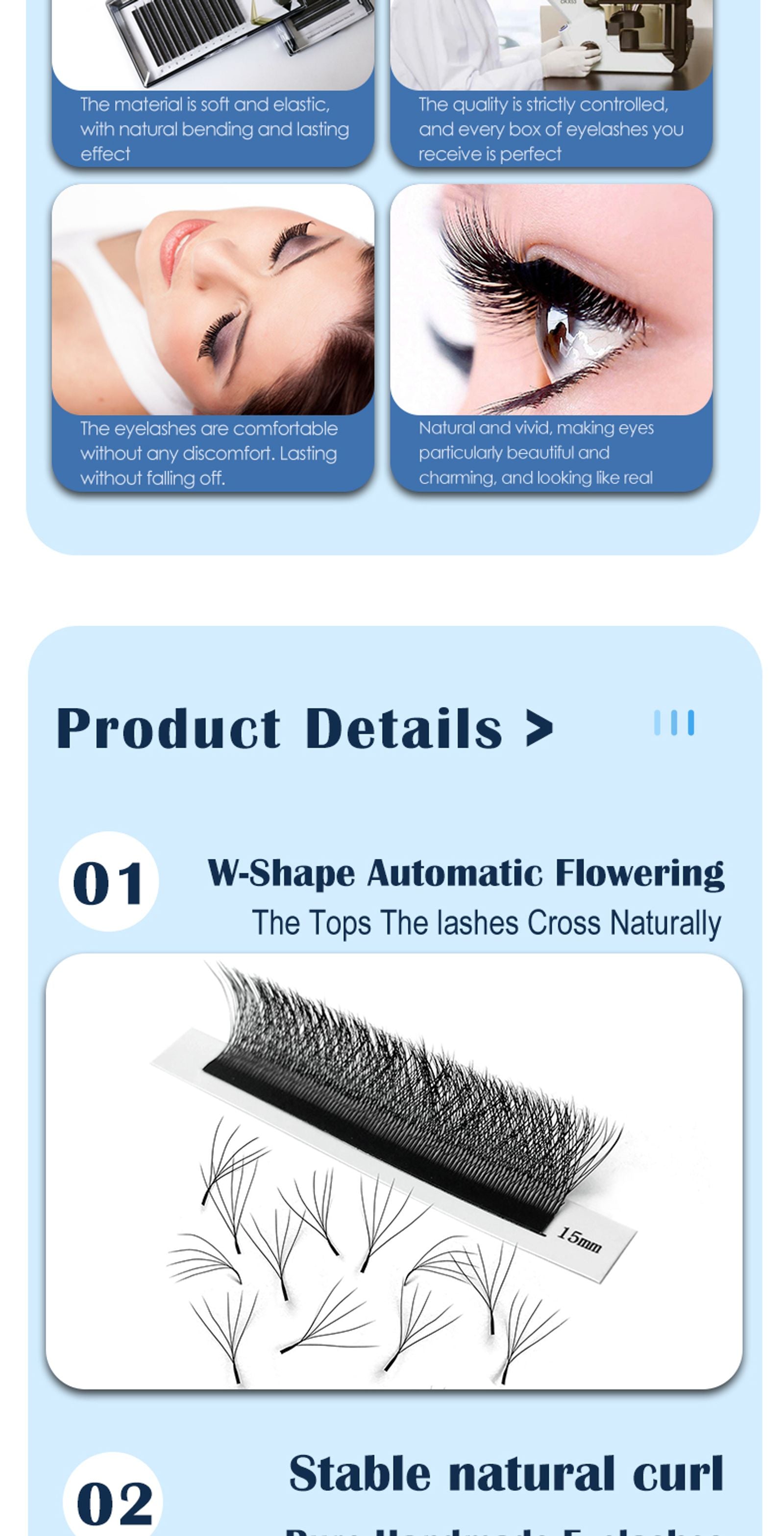 3D 4D 5D Fake Eyelashes - Naturally Curled Premade Volume Fans