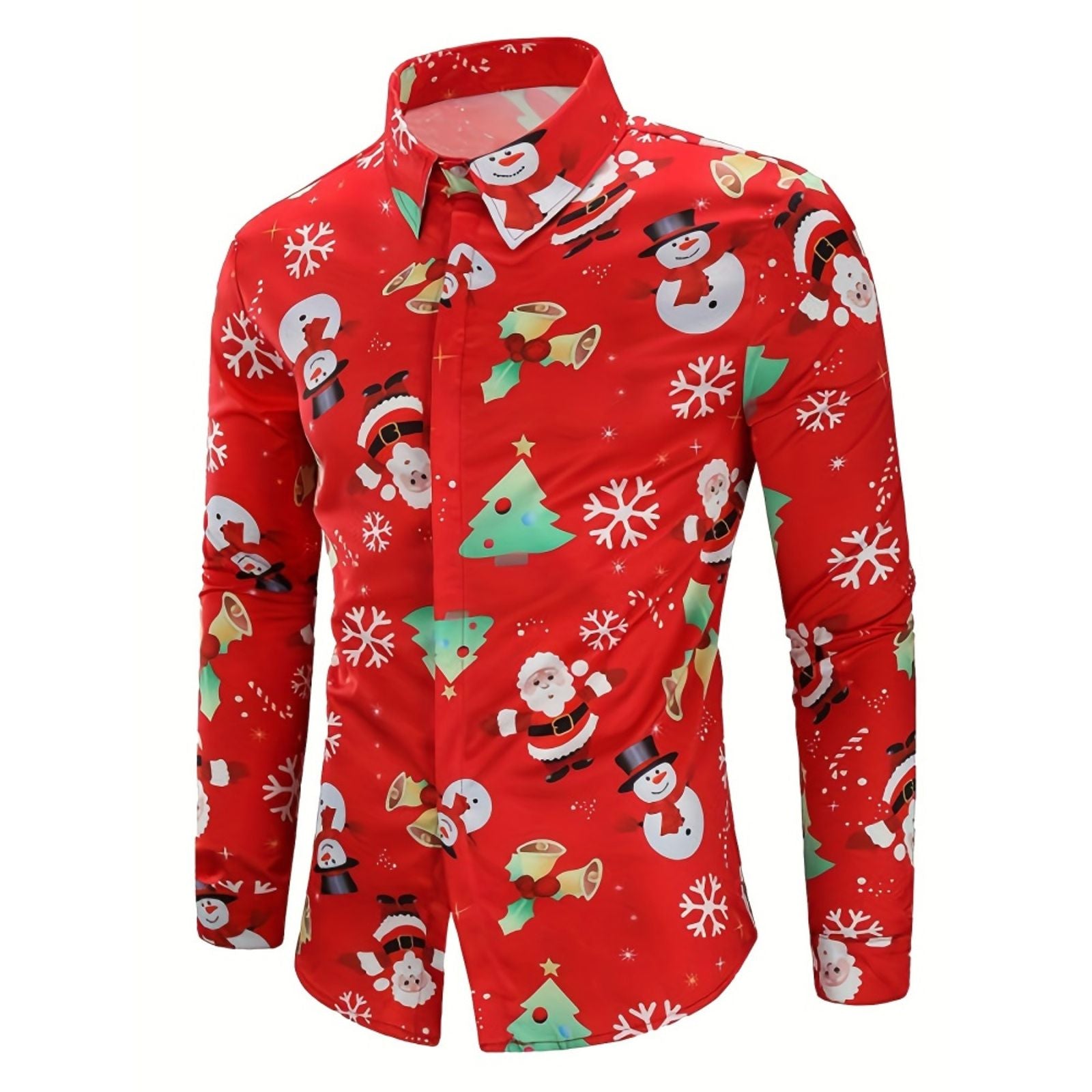 Men's Christmas Elk Graphic Long Sleeve Shirt