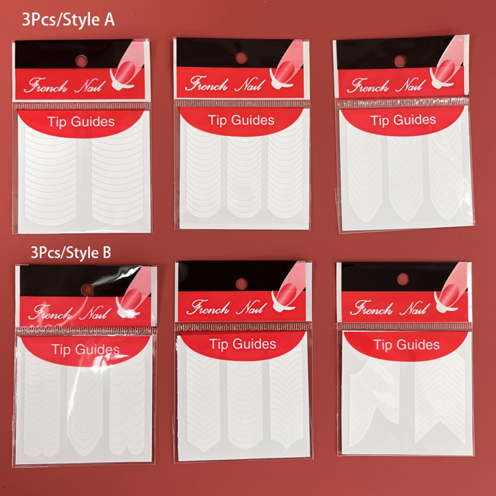 3PCS Self-Adhesive French Nail Art Stickers for DIY Decoration