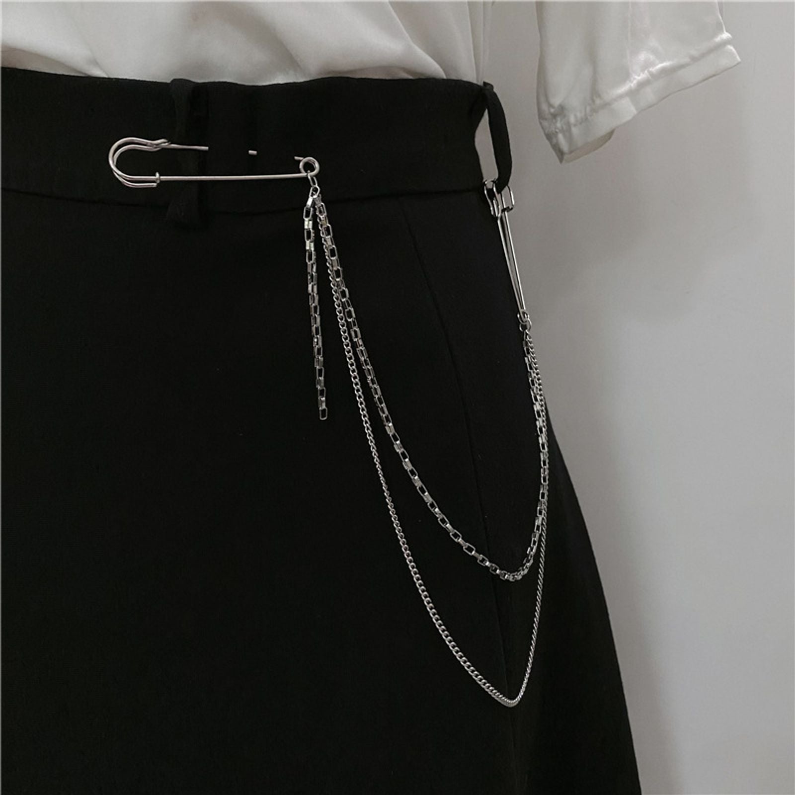 Punk Double Chain Brooch - Trendy Hip Hop Jewelry