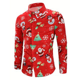 Men's Christmas Elk Graphic Print Long Sleeve Shirt